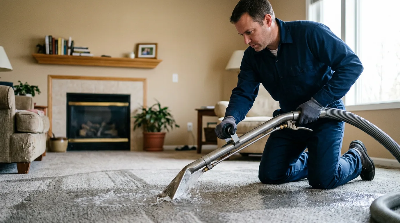 Water damage restoration technician working near Benge, WA